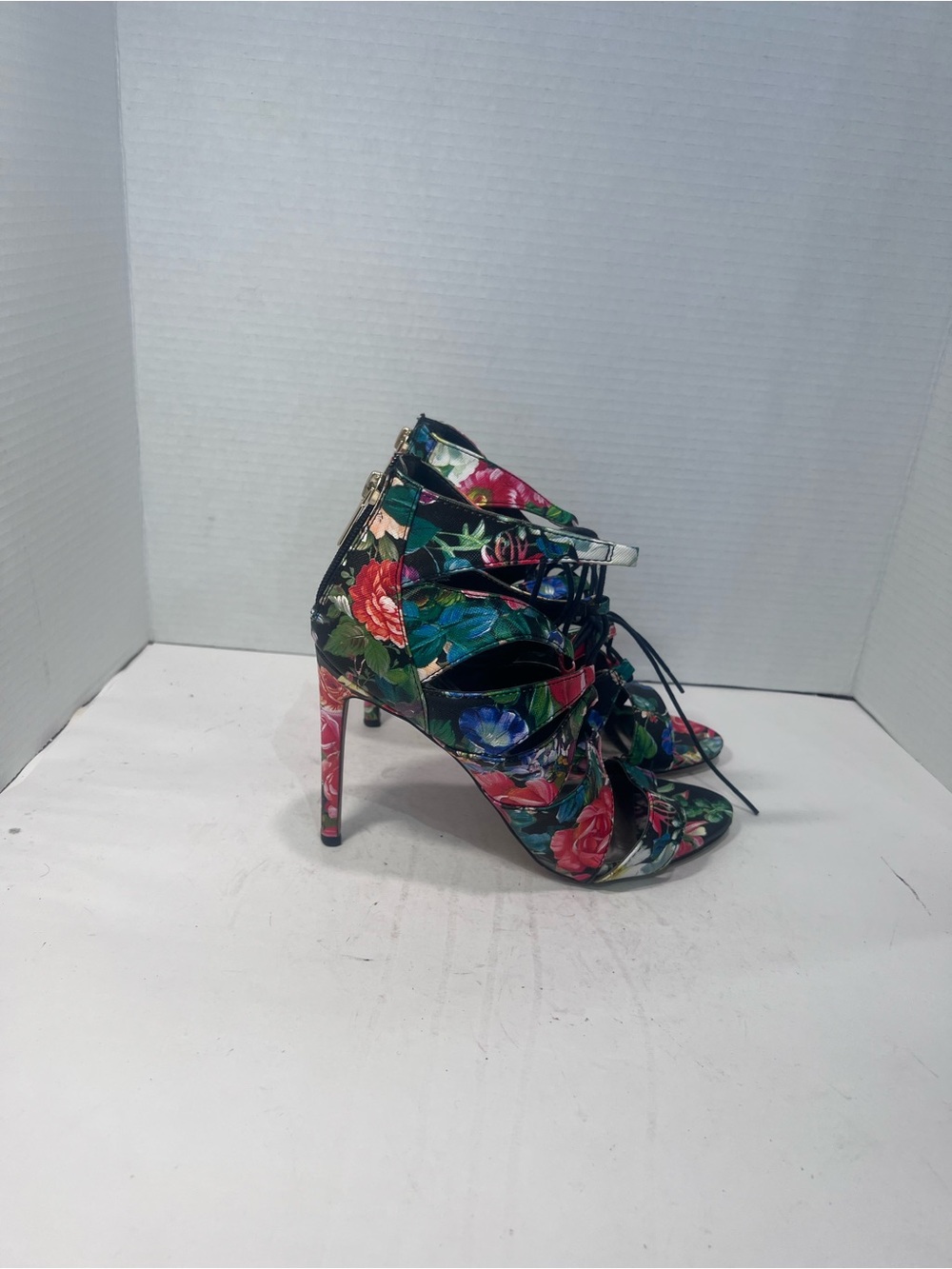 Madden Girl Floral Lace-Up Stiletto Sandal - Multicolor
